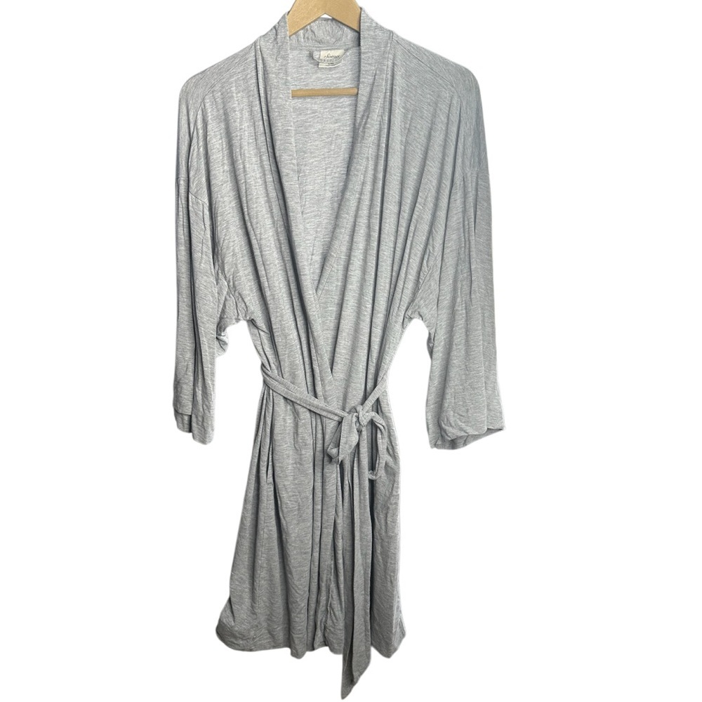 Soma | Gray Soft Knit Wrap Robe | Lightweight Lounge | L/XL - Picture 3 of 7
